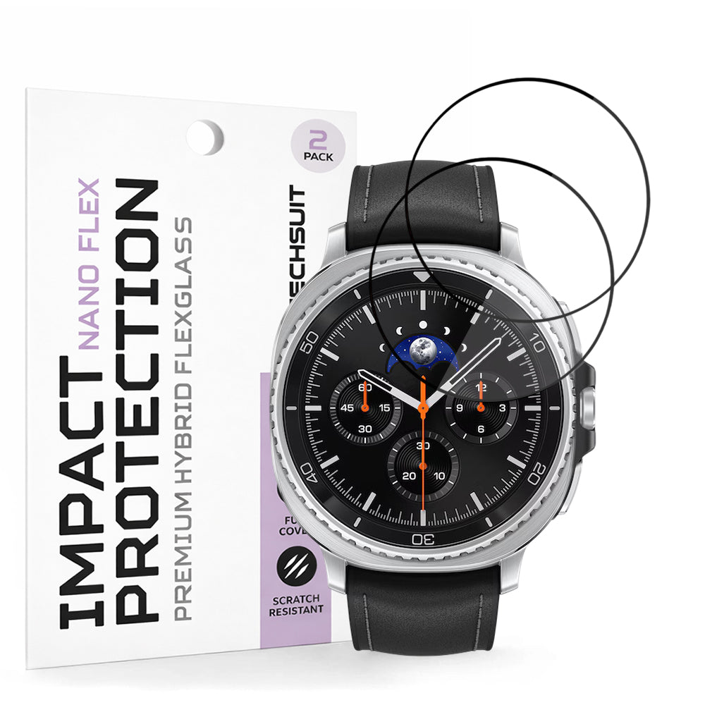Zaščitna folija Techsuit Nano Flex za Samsung Galaxy Watch8 Classic, Set 2 kosa, Plastika, Črna