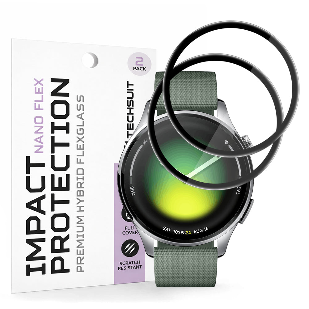 Folija za zaščito Techsuit Nano Flex za Xiaomi Watch 5, Set 2 kosa, Plastika, Črna