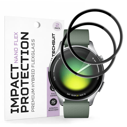 Folija za zaščito Techsuit Nano Flex za Xiaomi Watch 5, Set 2 kosa, Plastika, Črna