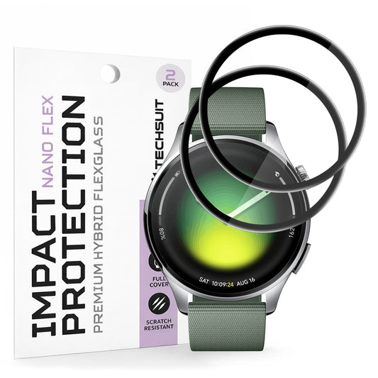 Folija za zaščito Techsuit Nano Flex za Xiaomi Watch 5, Set 2 kosa, Plastika, Črna