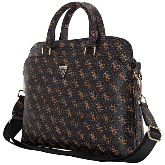 Torba Guess 4G Triangle Logo za prenosnik 15inch, črna rjava
