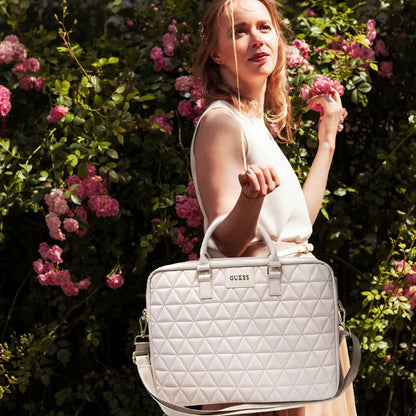 Guess Quilted Bag for 15-inch Laptop, Pink