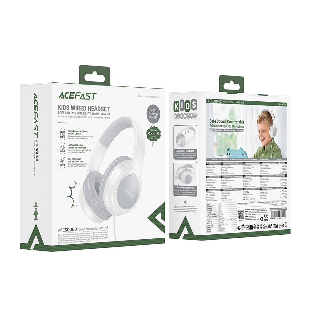Handsfree 3,5 mm Acefast H18 Kids, siva