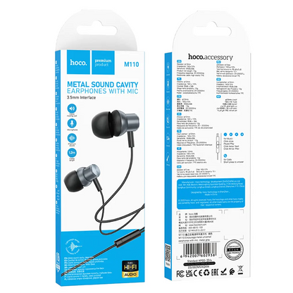 Handsfree 3,5 mm HOCO M110, siva