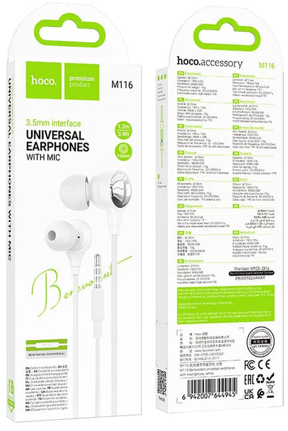 Handsfree 3.5mm HOCO M116, Bel