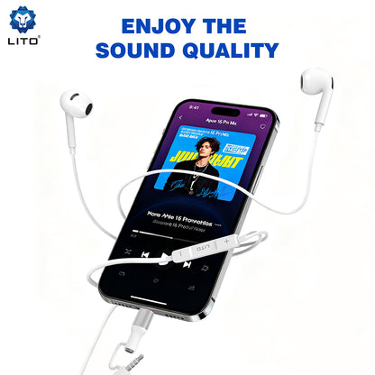 Handsfree 3.5mm / USB-C Lito LF03, White