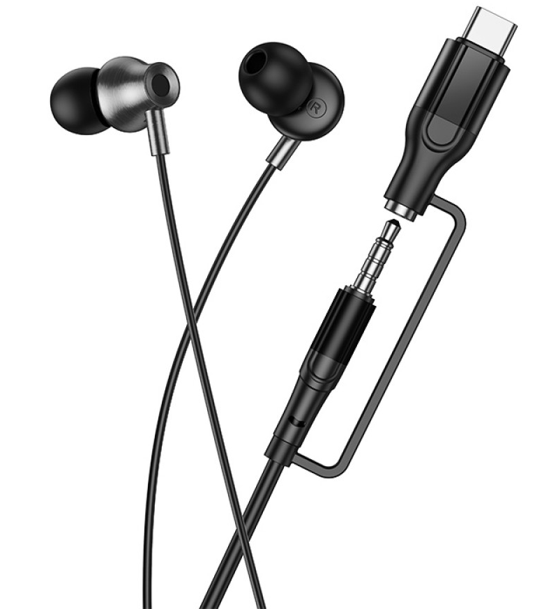Handsfree 3,5 mm / USB-C HOCO M119A, Črna
