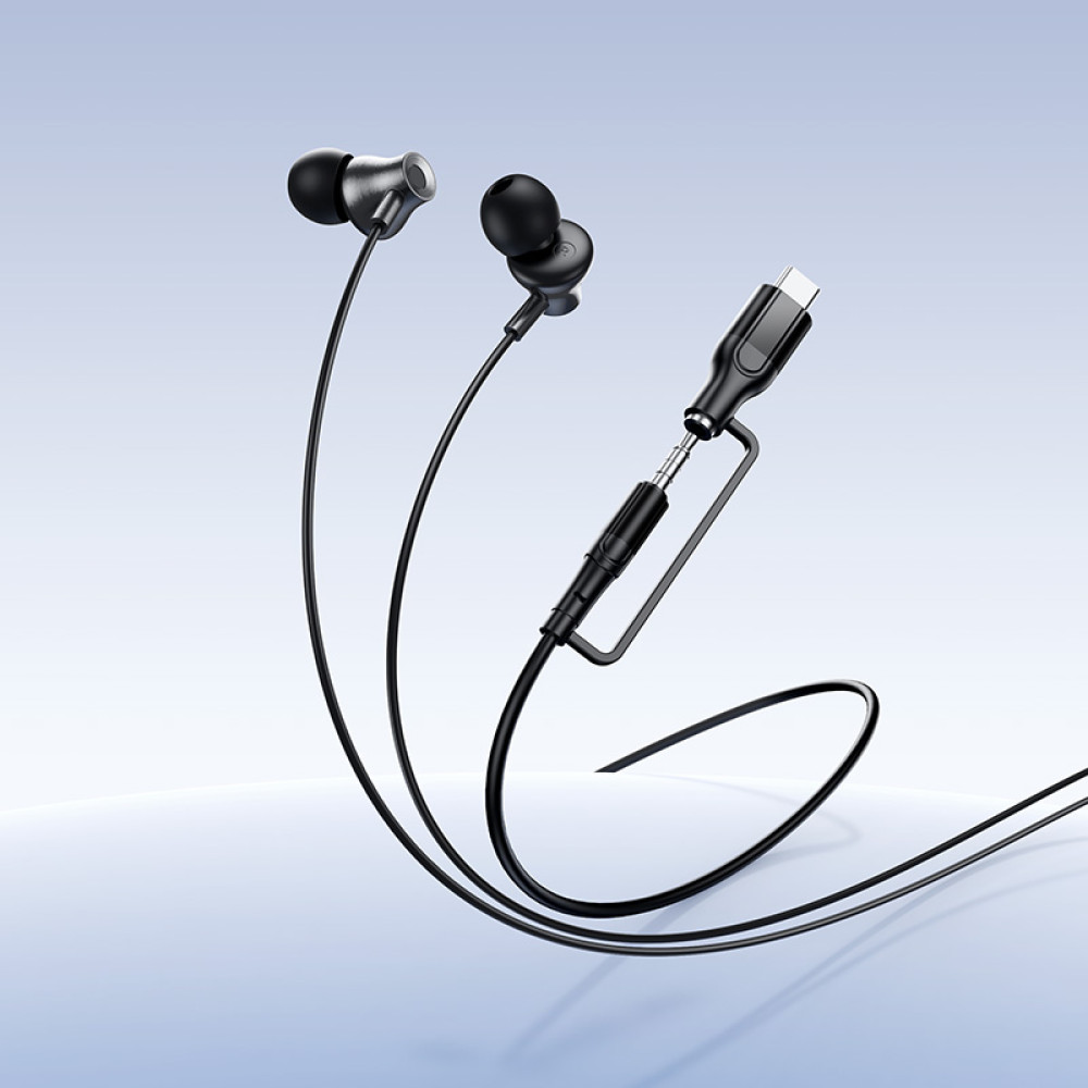 Handsfree 3,5 mm / USB-C HOCO M119A, Črna