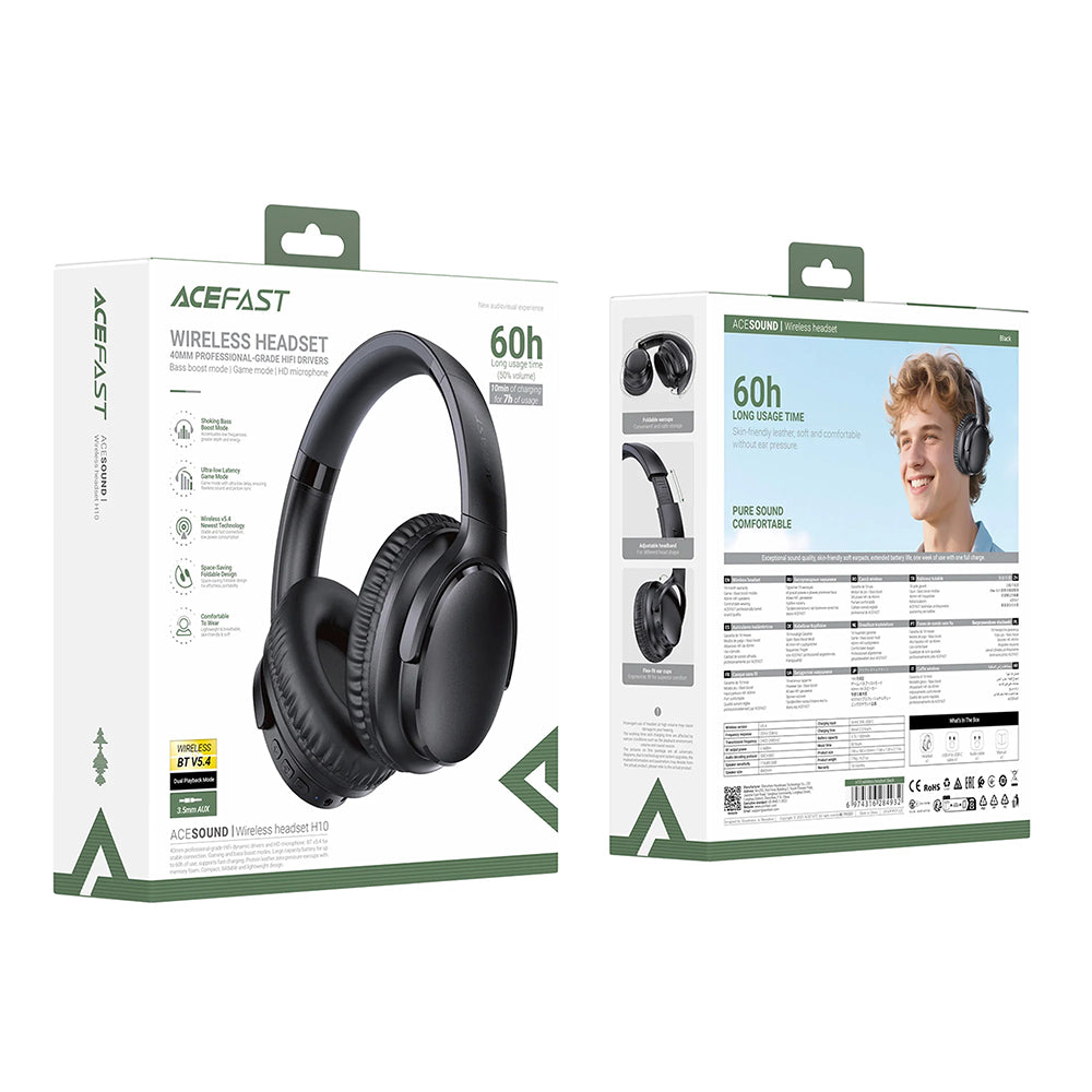 Brezžične slušalke Bluetooth Acefast H10, A2DP, črne