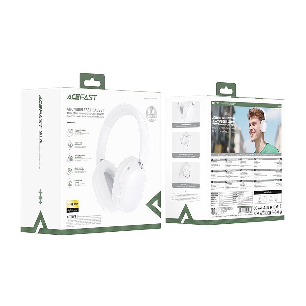 Brezžične slušalke Bluetooth Acefast H12, A2DP, ANC, črne