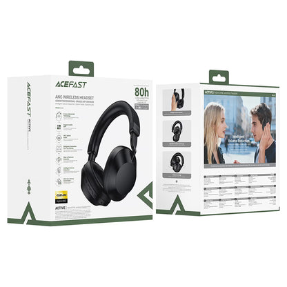 Brezžične slušalke Bluetooth Acefast H14, A2DP, ANC, črne