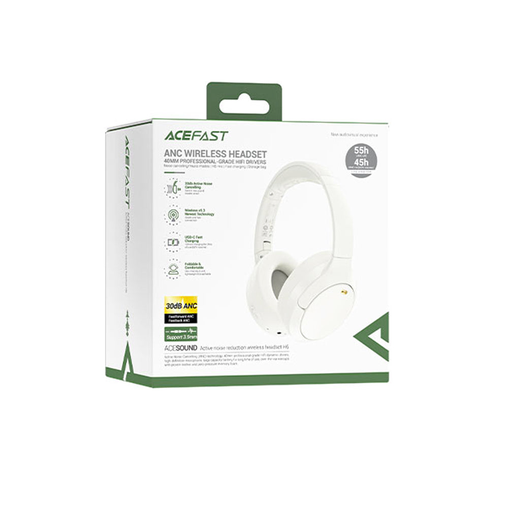 Brezžične slušalke Bluetooth Acefast H6, A2DP, ANC, Bela