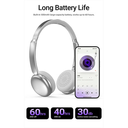Brezžične slušalke Bluetooth Acefast H8, A2DP, ANC, Srebrne