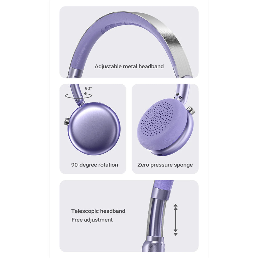 Brezžične slušalke Bluetooth Acefast H8, A2DP, ANC, Srebrne