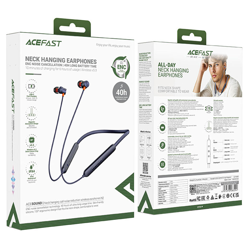Brezžične slušalke Bluetooth Acefast N2, A2DP, črne