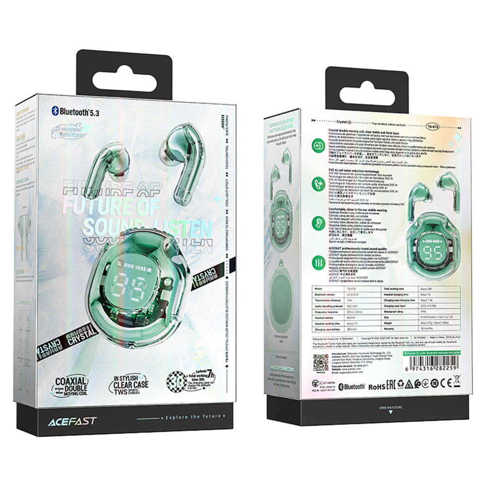Brezžične slušalke Bluetooth Acefast T8, TWS, zelene