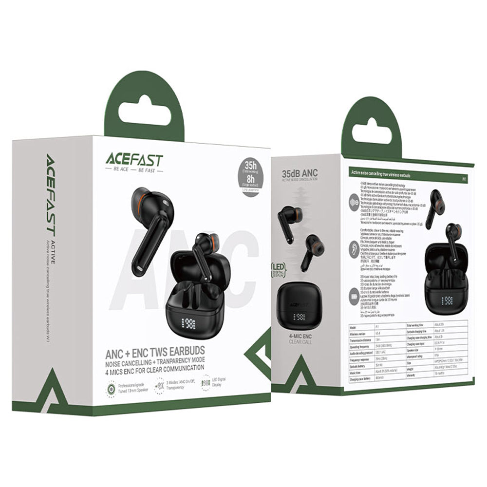 Brezžične slušalke Bluetooth Acefast W1, TWS, črne