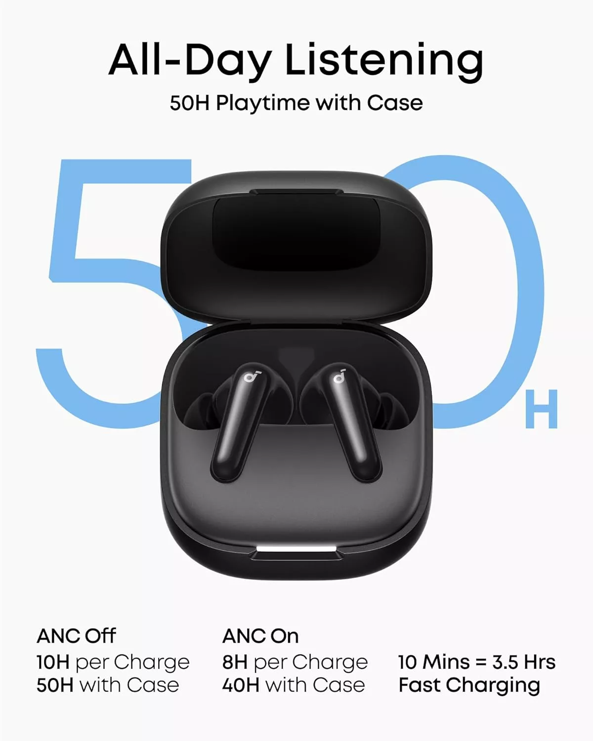 Bluetooth prostoročne slušalke Anker SoundCore R60i, TWS, ANC, črne D1202G11