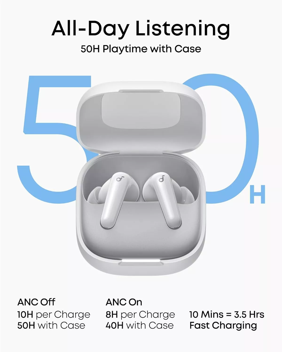 Bluetooth prostoročne slušalke Anker Soundcore R60i, TWS, ANC, bela D1202G21