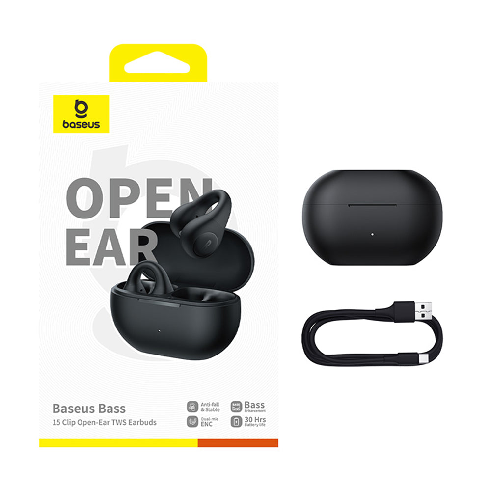 Handsfree Bluetooth Baseus Bass 15 Clip, TWS, Črn A00079500113-00