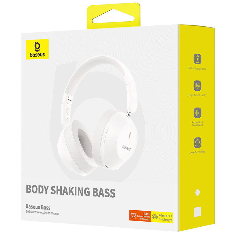 Brezžične slušalke Bluetooth Baseus Bass 30 Max, A2DP, Bela A00070700211-00