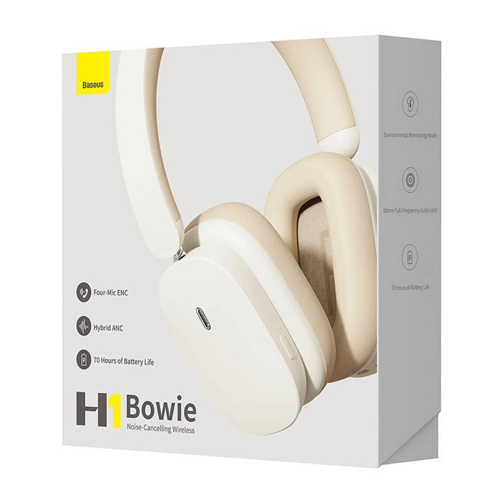 Brezžične slušalke Bluetooth Baseus Bowie H1, A2DP, ANC, krem NGTW230202