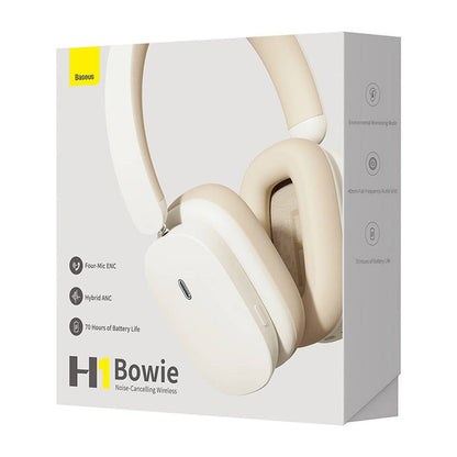 Brezžične slušalke Bluetooth Baseus Bowie H1, A2DP, ANC, krem NGTW230202
