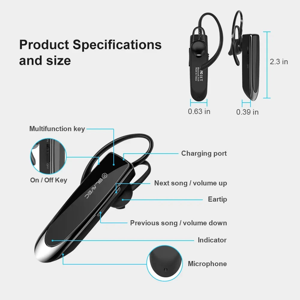 Handsfree Bluetooth Blavec PL55, MultiPoint, A2DP, črn BHPL5555-B 