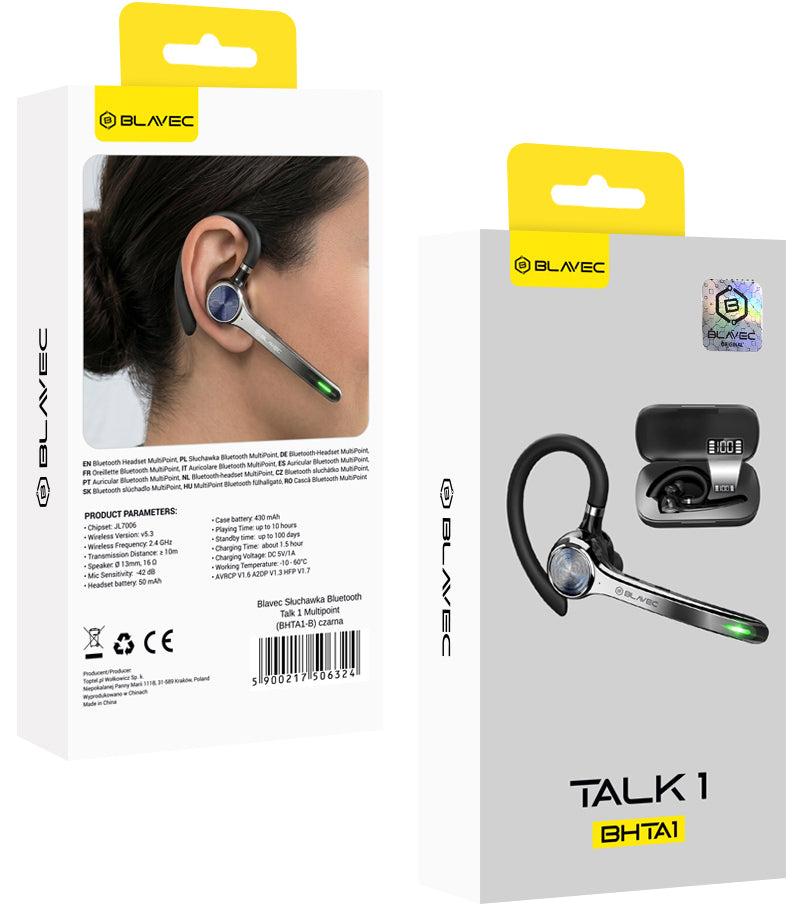 Bluetooth prostoročno Blavec Talk 1, MultiPoint, A2DP, črna