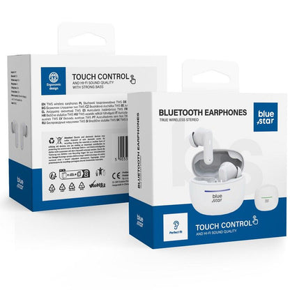 Bluetooth prostoročne slušalke Blue Star BK44, TWS, bele