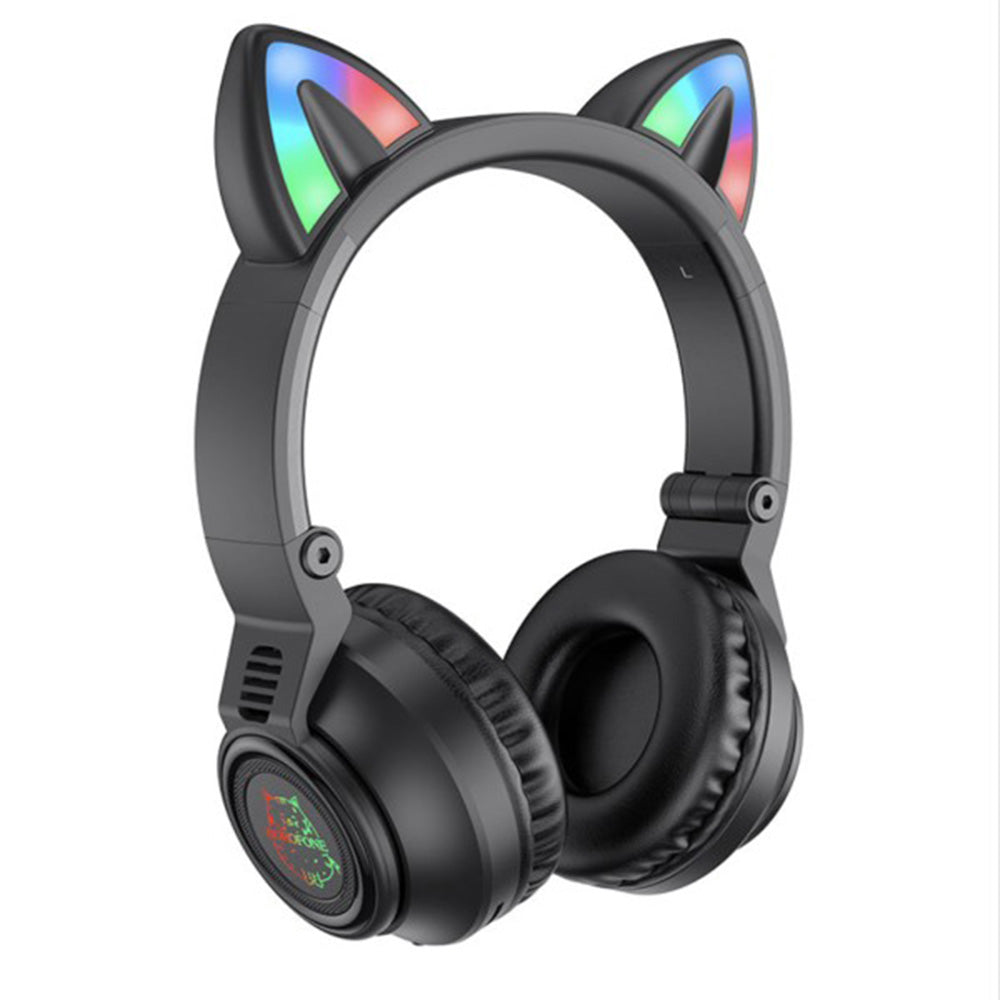 Brezžične slušalke Bluetooth Borofone BO18 Cat Ear, A2DP, Črna