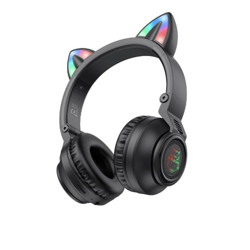 Brezžične slušalke Bluetooth Borofone BO18 Cat Ear, A2DP, Črna
