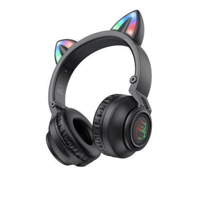 Brezžične slušalke Bluetooth Borofone BO18 Cat Ear, A2DP, Črna