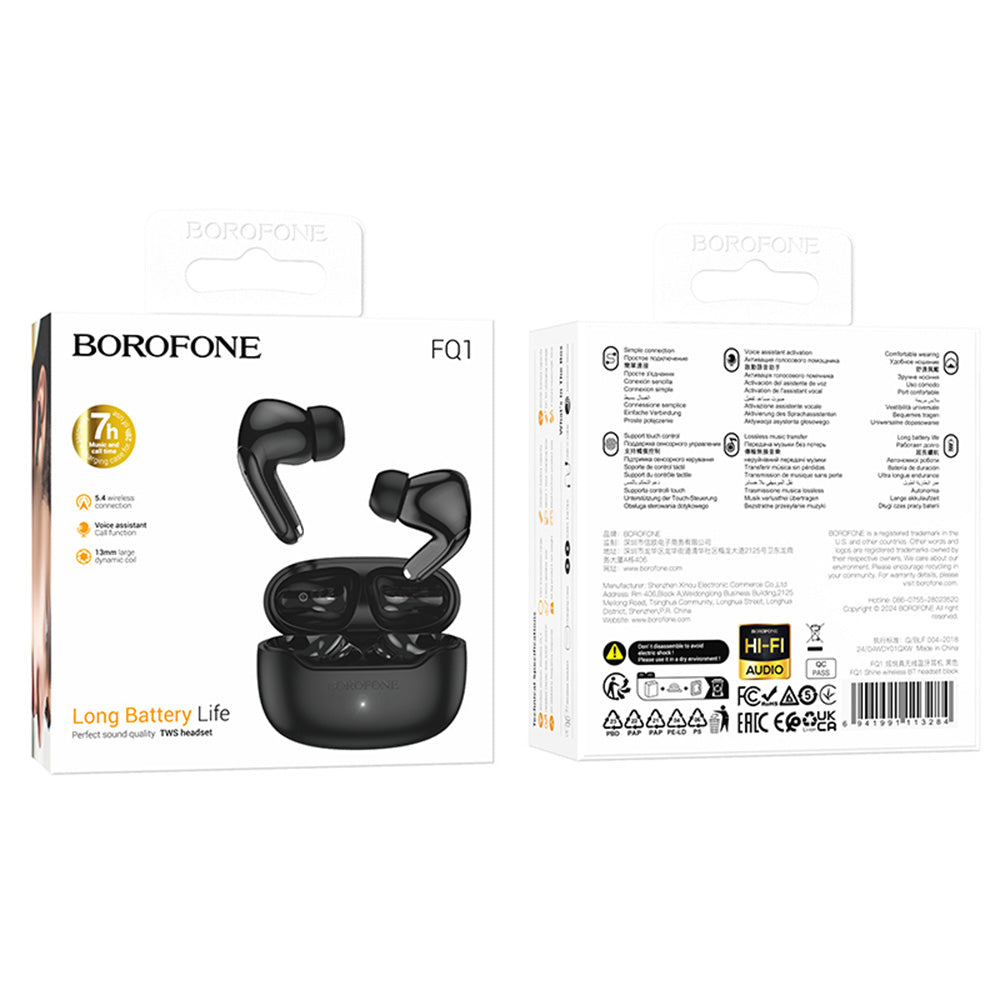 Brezžične slušalke Bluetooth Borofone FQ1 Shine, TWS, črne