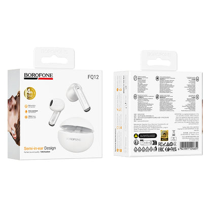 Bluetooth prostoročni Borofone FQ12 Nice, TWS, bel