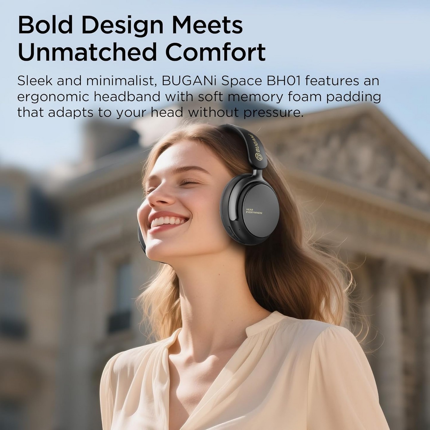 Bluetooth prostoročni komplet Bugani Space BH01, MultiPoint, A2DP, ANC, Črn