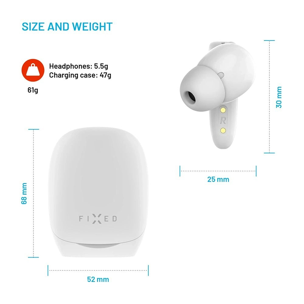 Brezžične Bluetooth slušalke Fixed Pods, TWS, bele