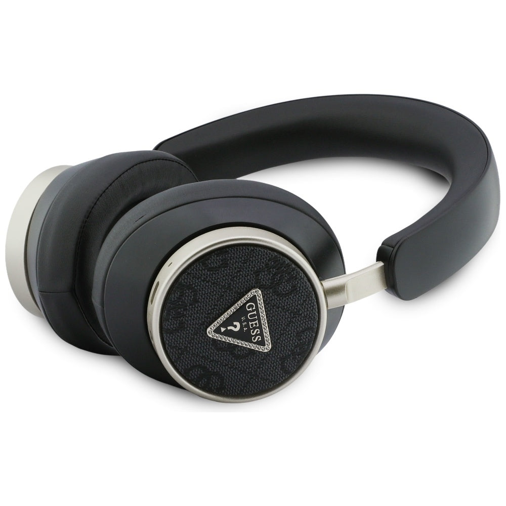 Brezžične slušalke Bluetooth Guess 4G Gold Triangle Logo, A2DP, Črna
