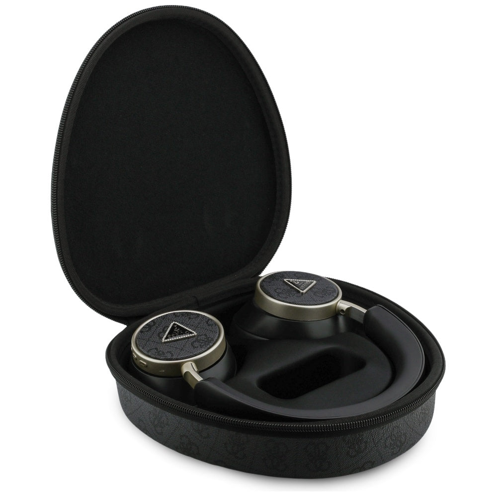 Brezžične slušalke Bluetooth Guess 4G Gold Triangle Logo, A2DP, Črna