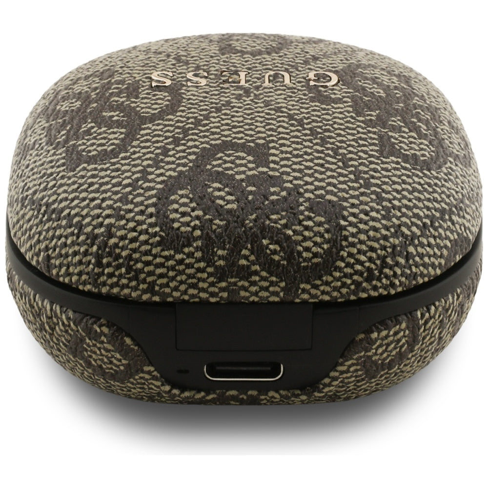 Brezžične slušalke Bluetooth Guess 4G Classic Metal Logo, TWS, rjave