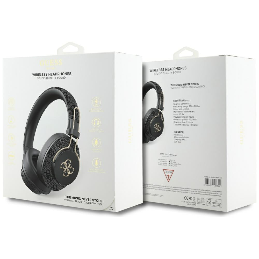 Brezžične slušalke Bluetooth Guess 4G Metal Logo, A2DP, črne
