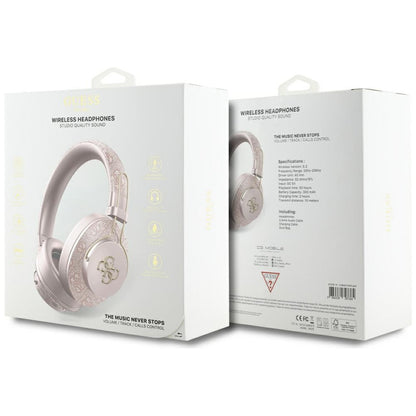 Brezžične slušalke Bluetooth Guess 4G Metal Logo, A2DP, Roza