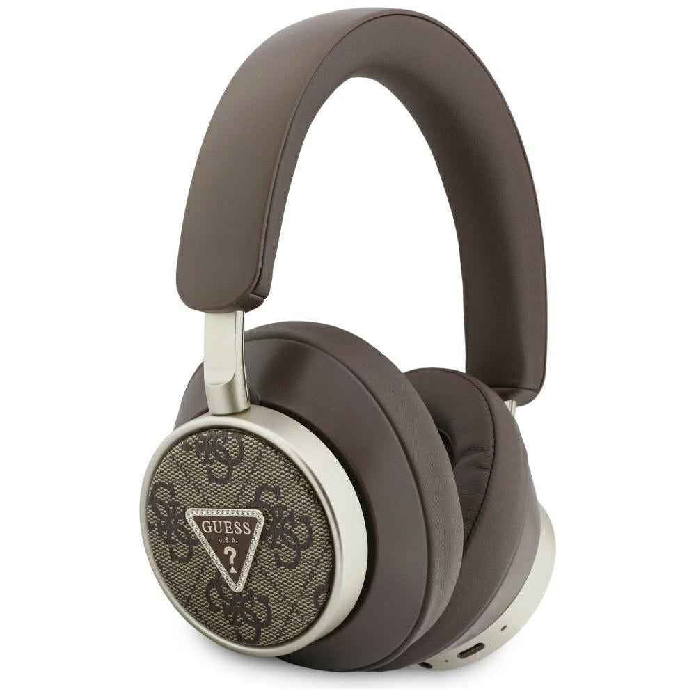 Brezžične slušalke Bluetooth Guess 4G Gold Triangle Logo, A2DP, rjave