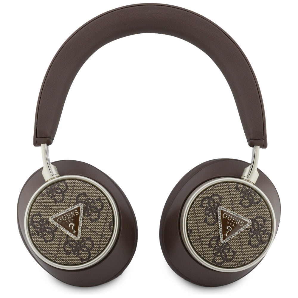 Brezžične slušalke Bluetooth Guess 4G Gold Triangle Logo, A2DP, rjave