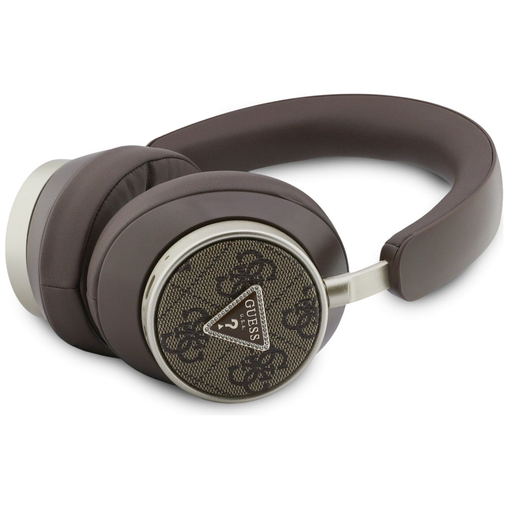 Brezžične slušalke Bluetooth Guess 4G Gold Triangle Logo, A2DP, rjave