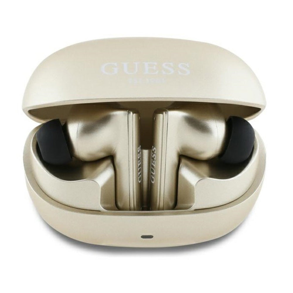 Bluetooth prostoročne slušalke Guess Capsule Printed Logo, TWS, ANC, Zlata