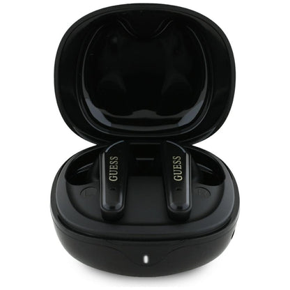 Handsfree Bluetooth Guess Flat Classic Logo Electroplated, TWS, Črn