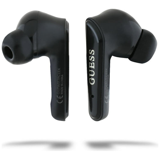 Handsfree Bluetooth Guess Flat Classic Logo Electroplated, TWS, Črn
