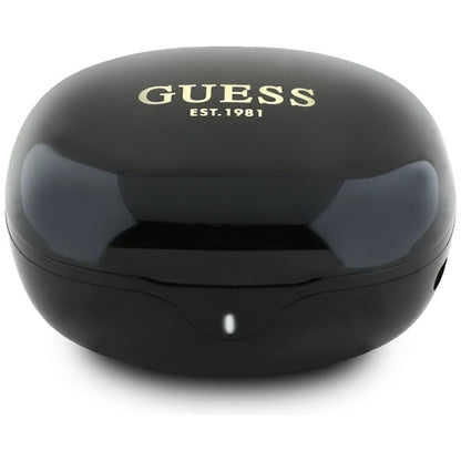 Handsfree Bluetooth Guess Flat Classic Logo Electroplated, TWS, Črn