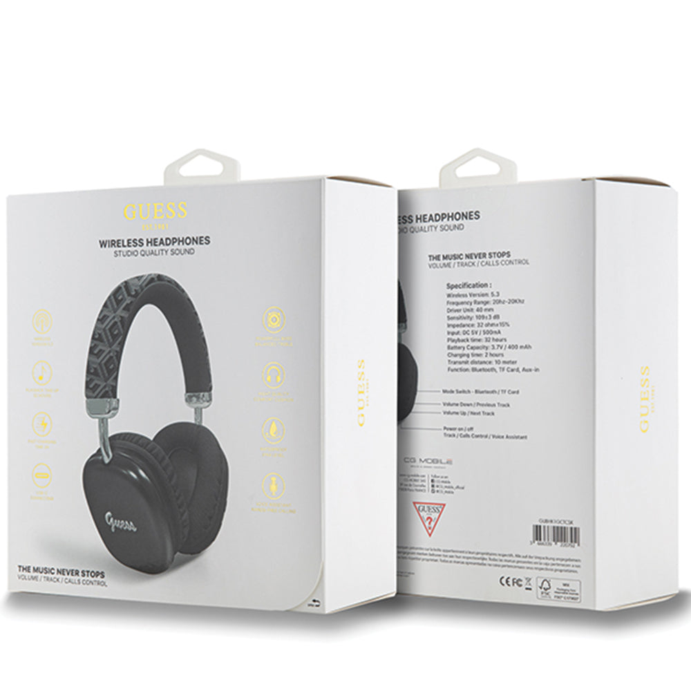 Handsfree Bluetooth Guess GCube Metallic Script Logo, A2DP, Črn